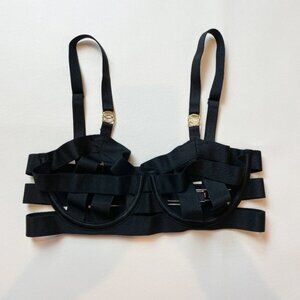 NWOT Victoria's Secret Bra 32C Unlined Balconet Strappy Banded Black B1436